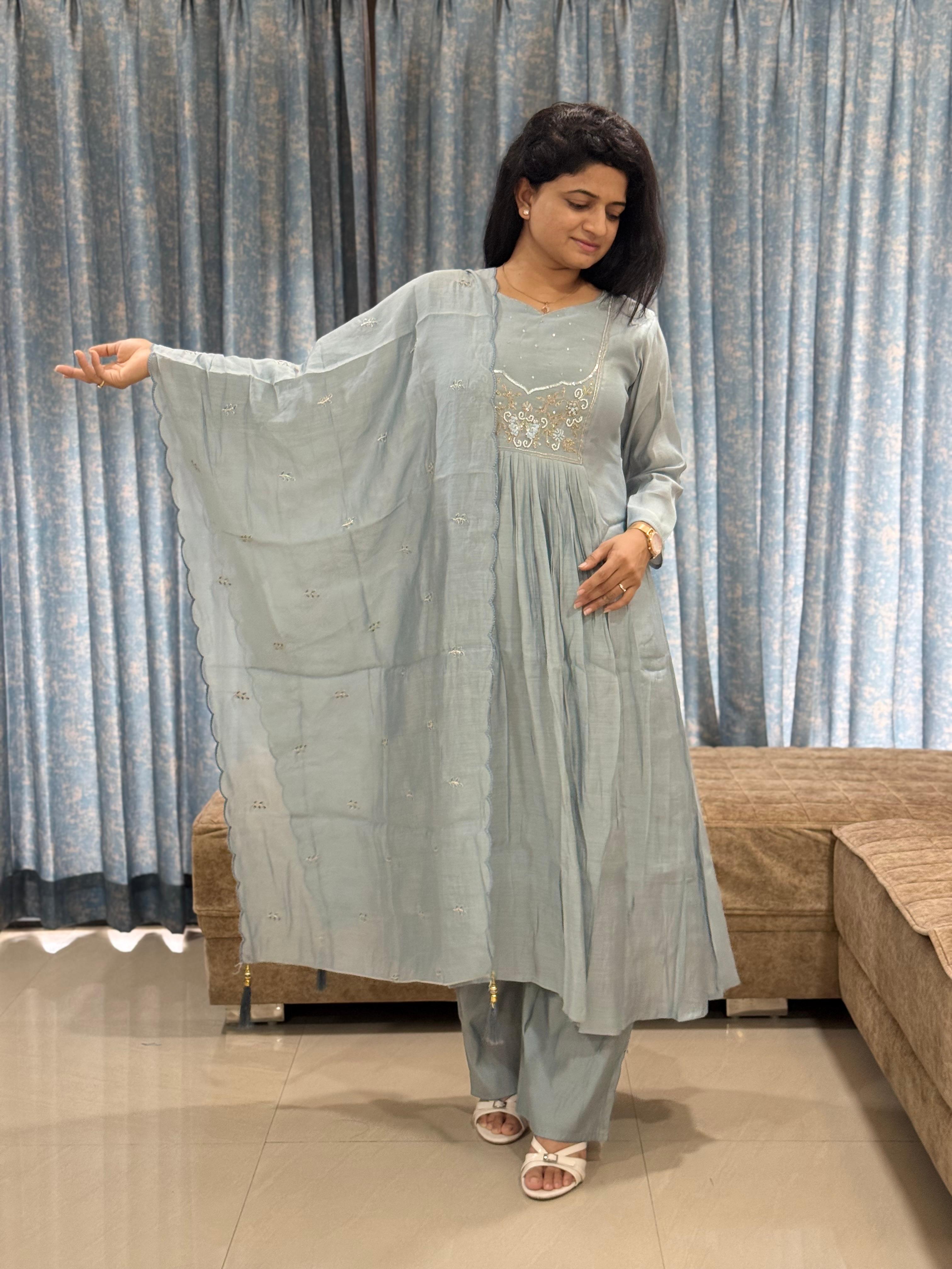 SKY GOLDEN PEARL ANARKALI SET