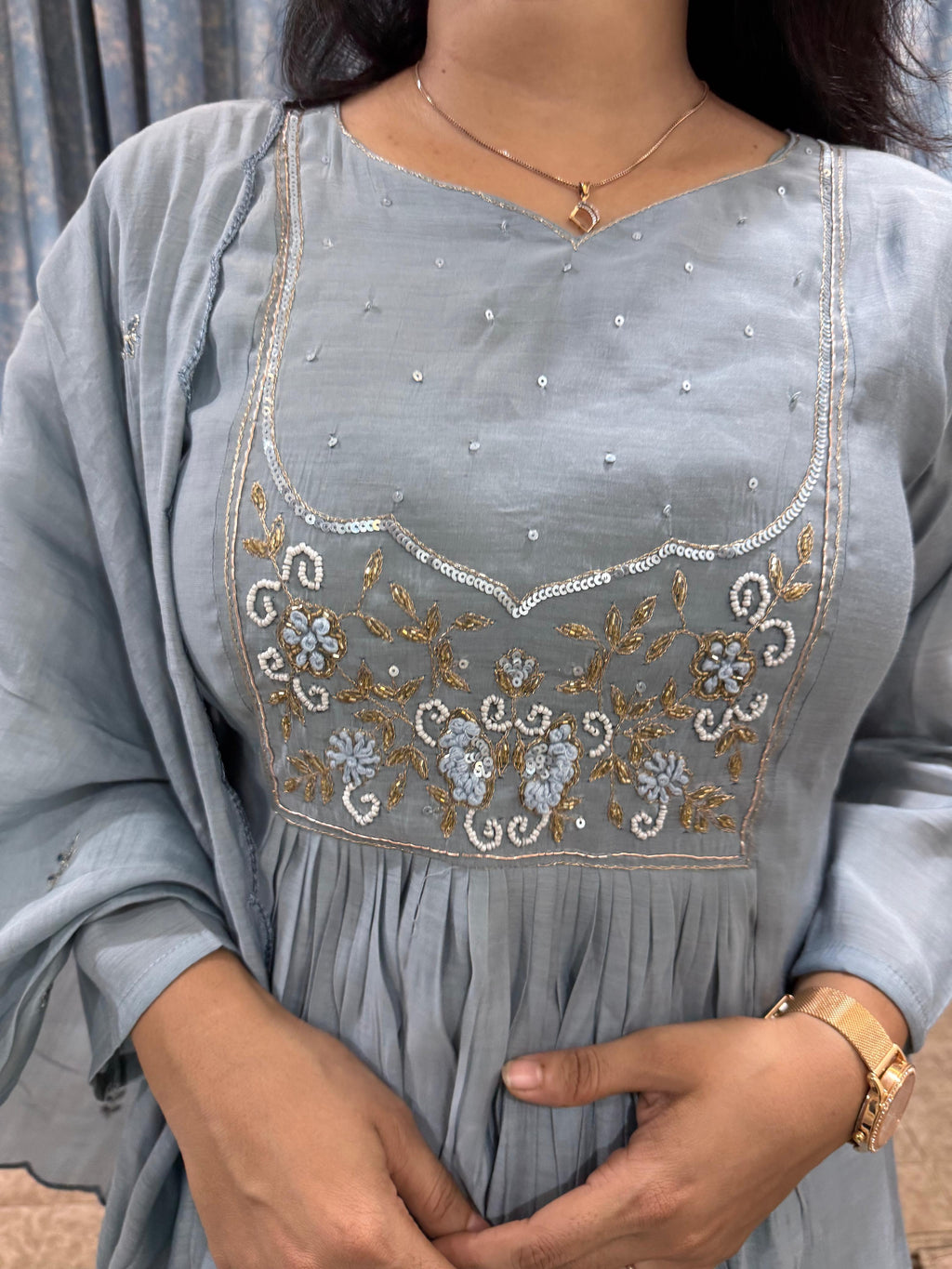 GOLDEN PEARL ANARKALI SET