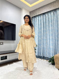 GOLDEN GLOW MUL CHANDERI SUIT SET