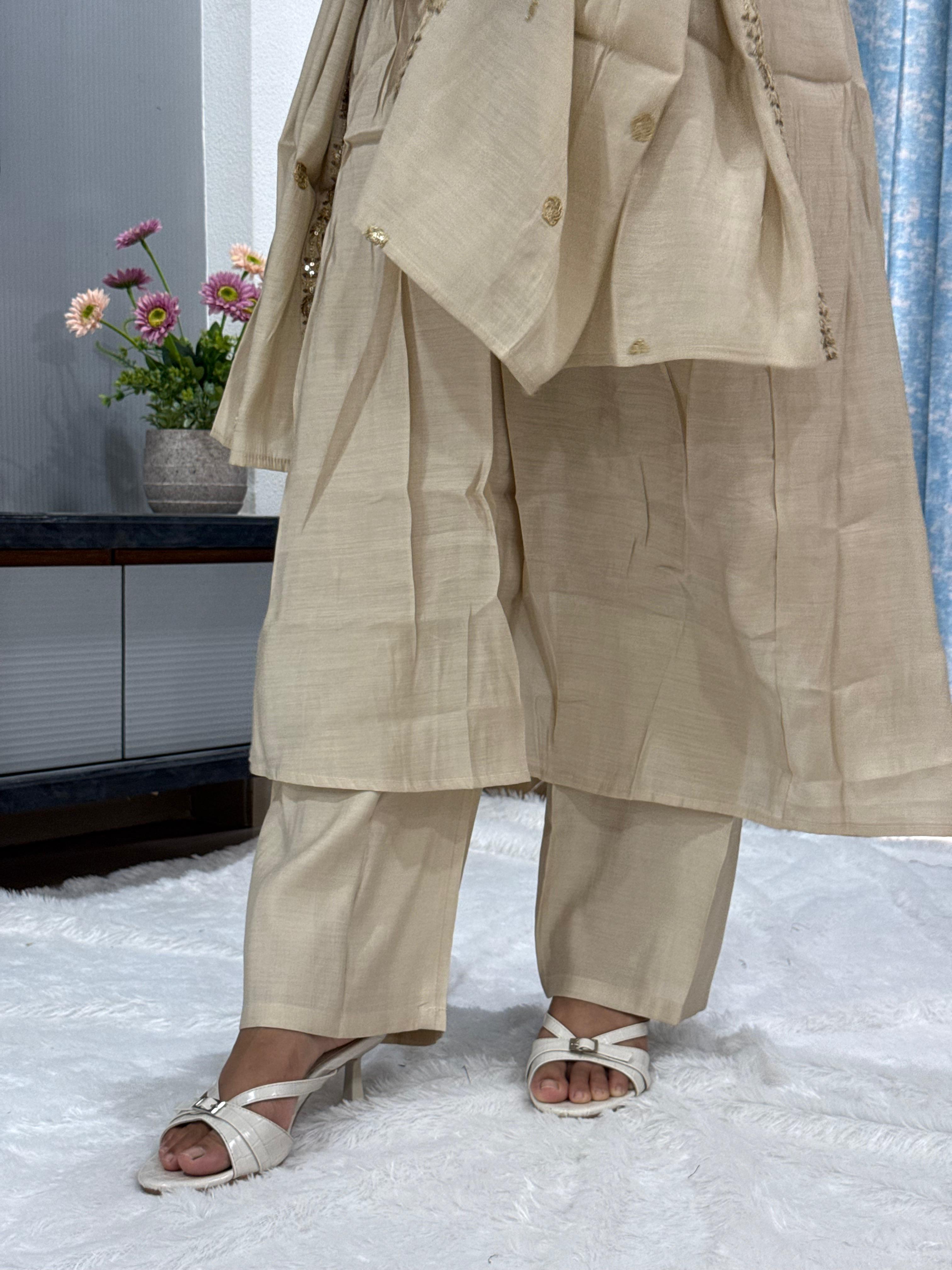 GOLDEN GLOW MUL CHANDERI SUIT SET
