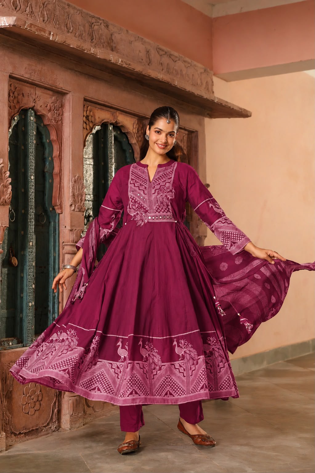 FLORAL PRINTED ANARKALI KURTA SET