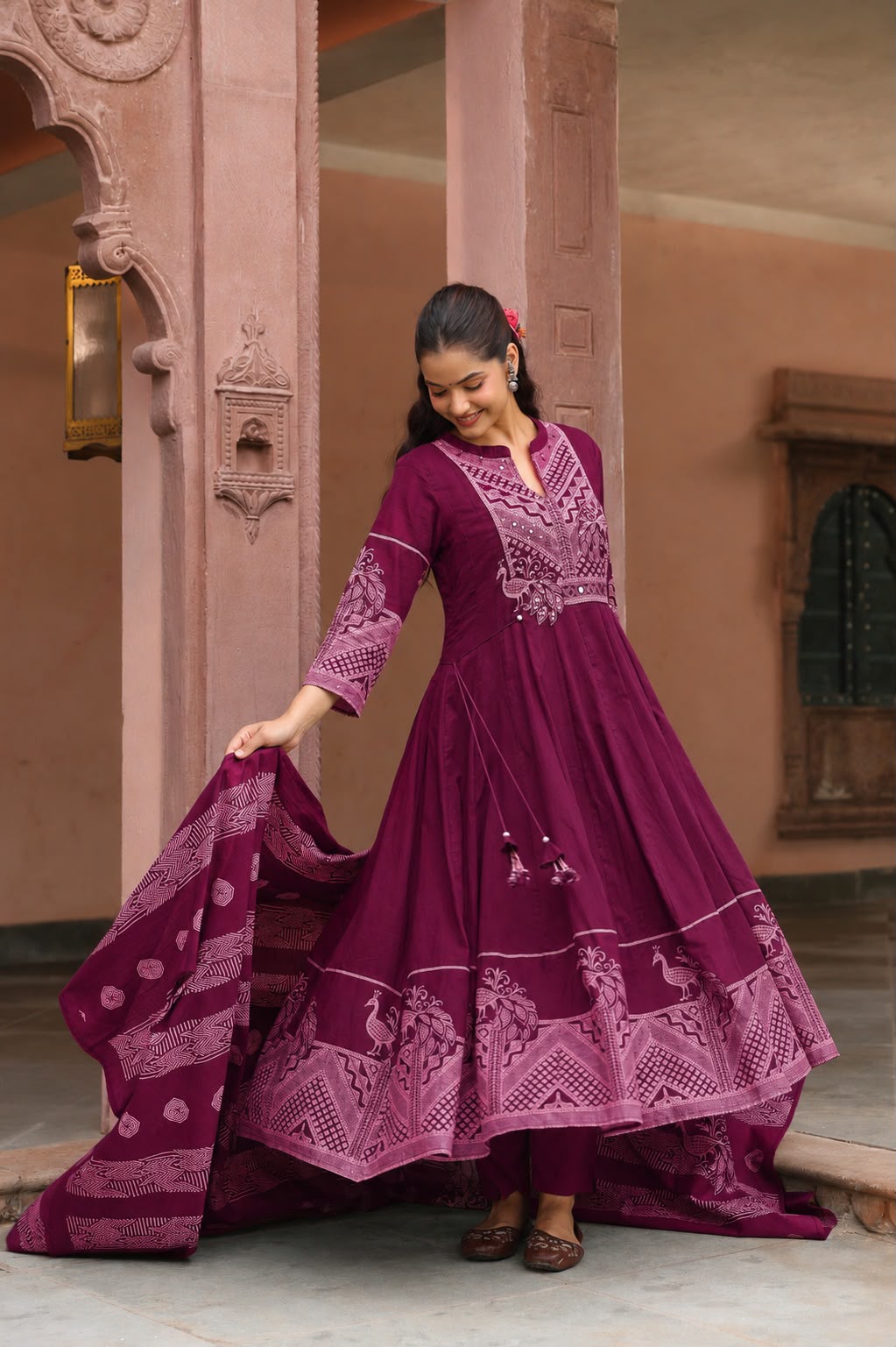 FLORAL PRINTED ANARKALI KURTA SET