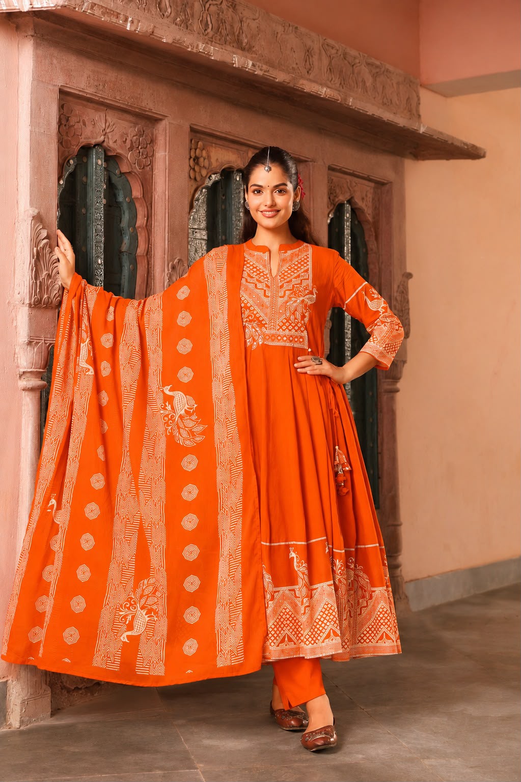 FLORAL PRINTED ANARKALI KURTA SET