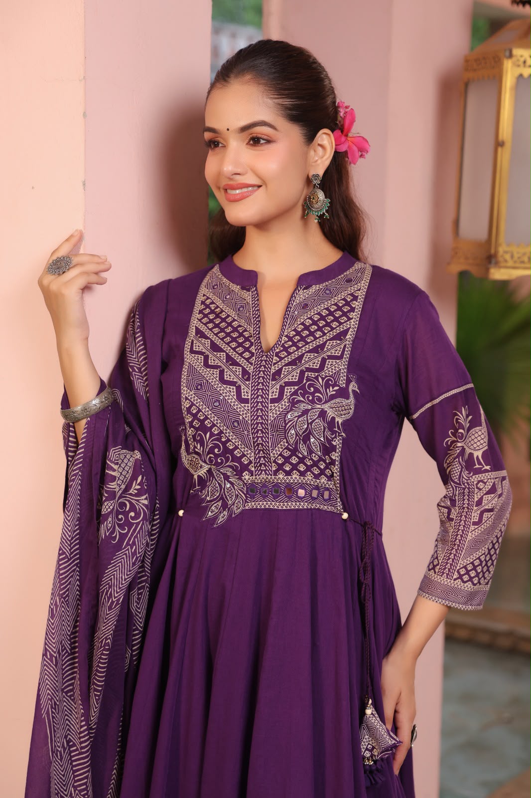 FLORAL PRINTED ANARKALI KURTA SET