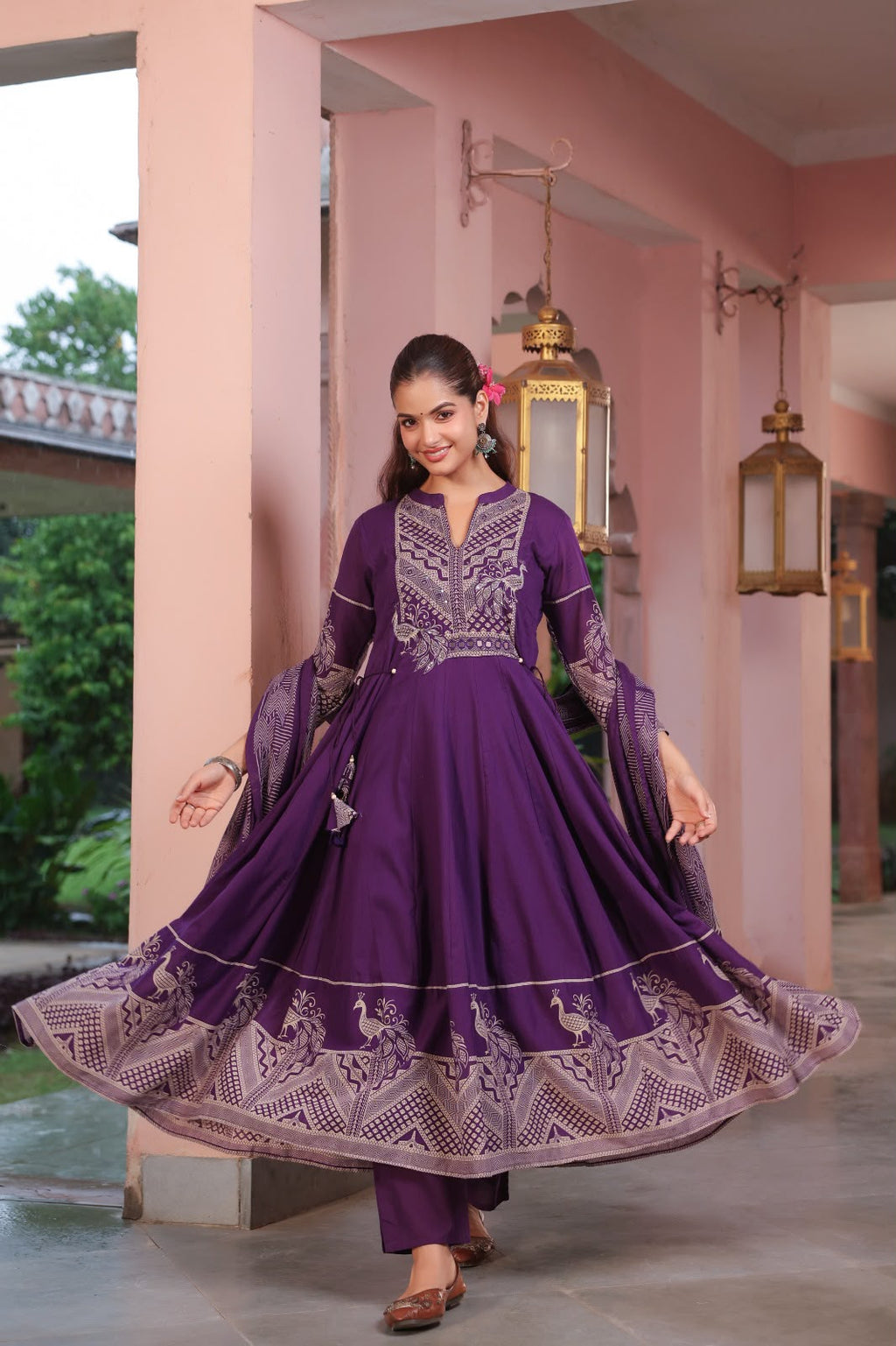 FLORAL PRINTED ANARKALI KURTA SET