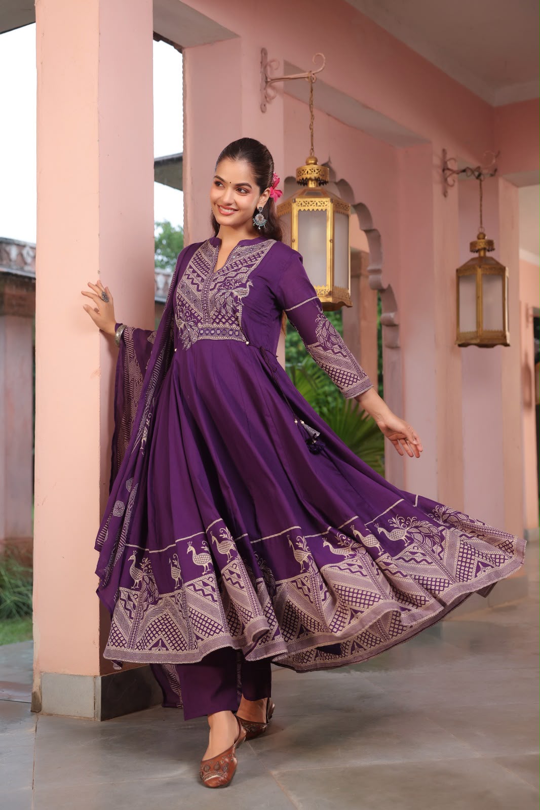 FLORAL PRINTED ANARKALI KURTA SET