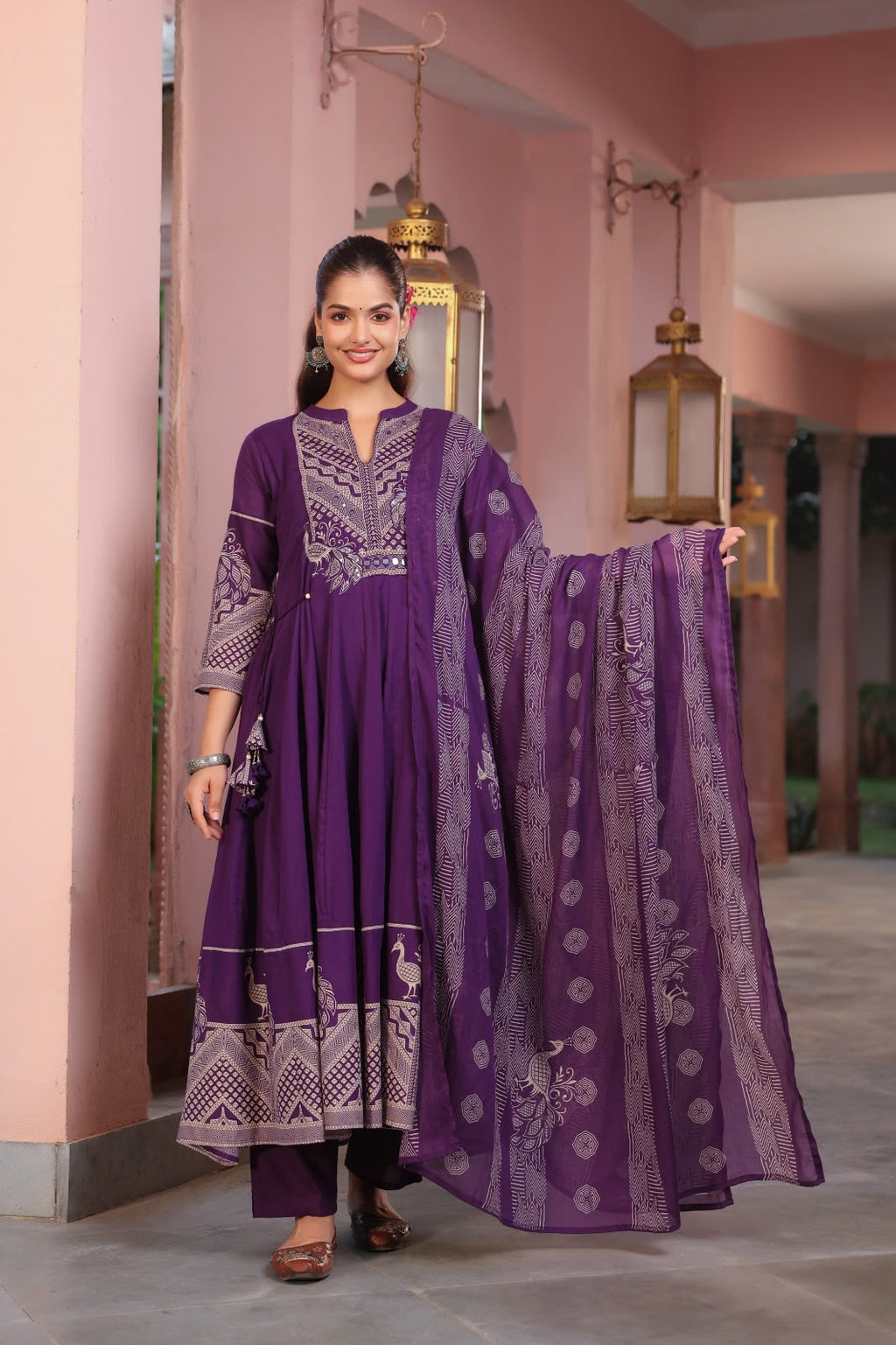 FLORAL PRINTED ANARKALI KURTA SET