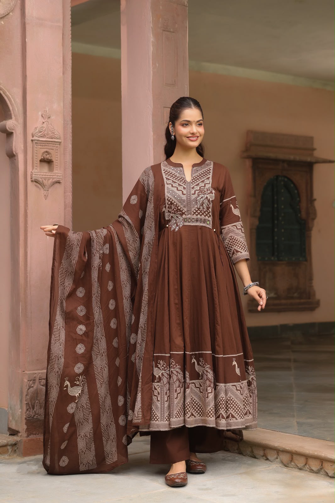 FLORAL PRINTED ANARKALI KURTA SET