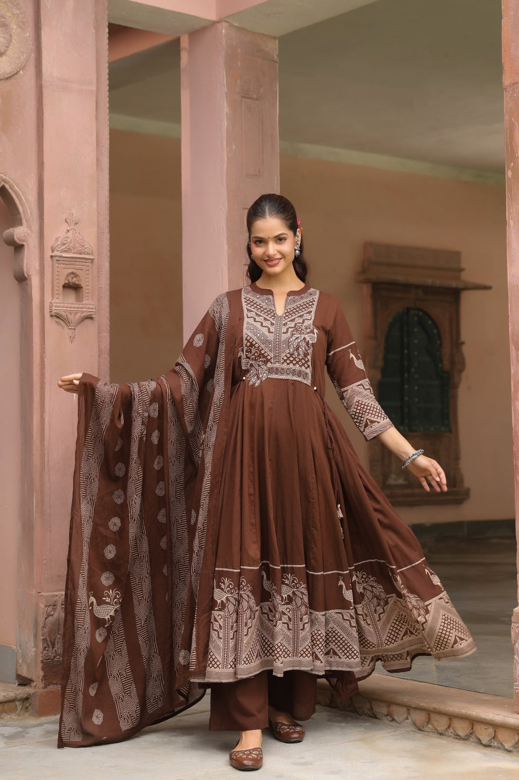 FLORAL PRINTED ANARKALI KURTA SET