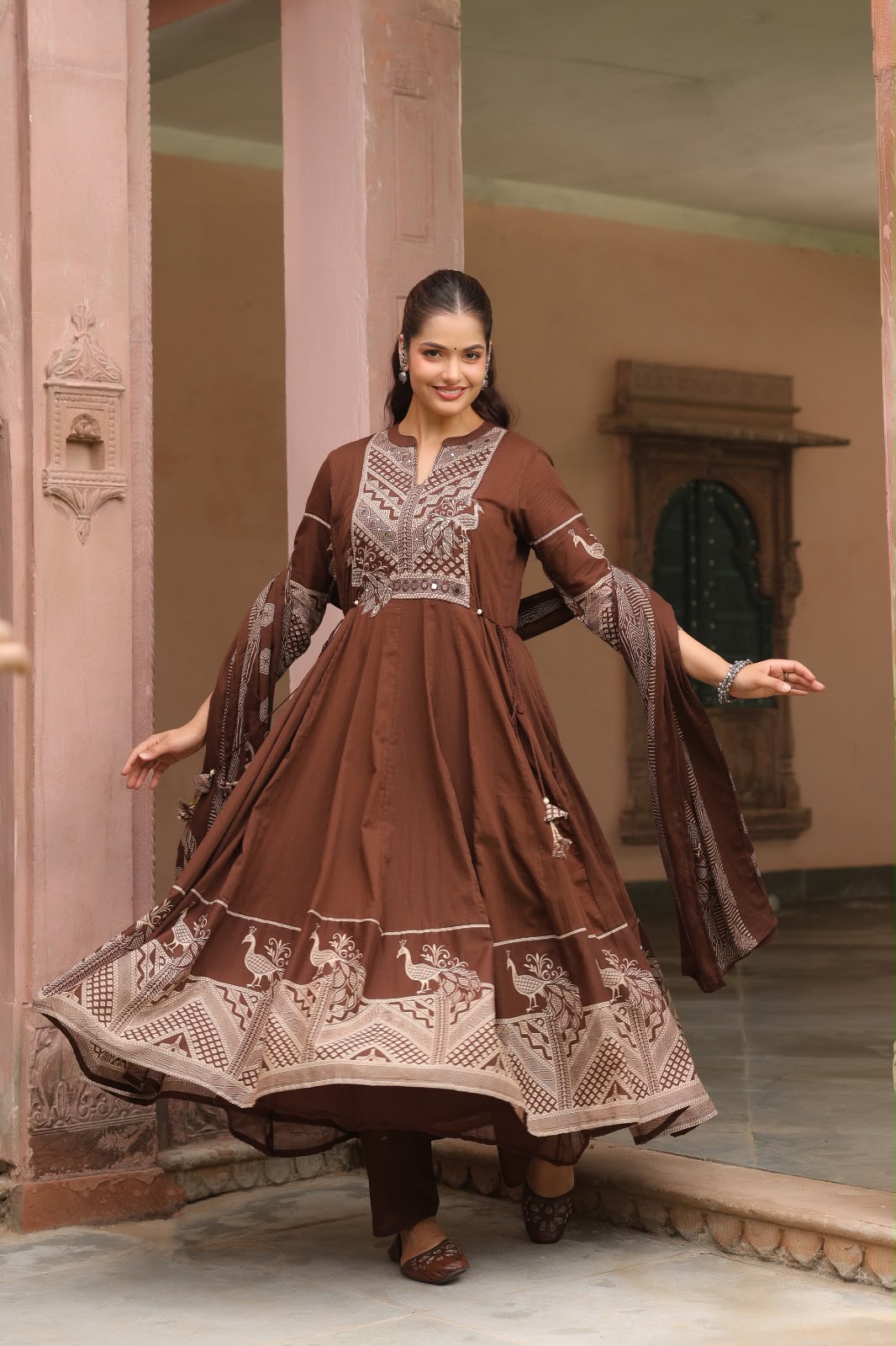 FLORAL PRINTED ANARKALI KURTA SET