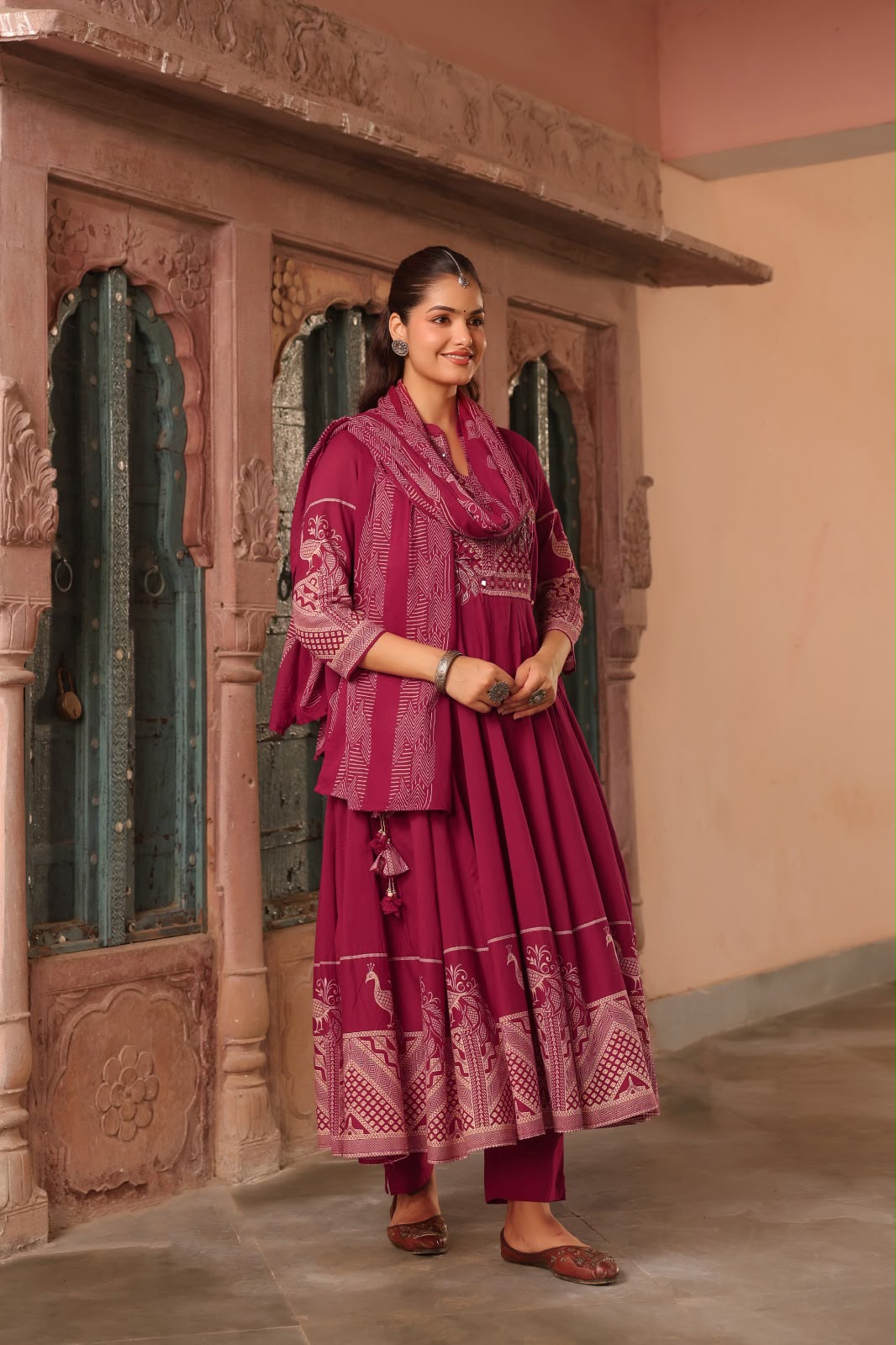 FLORAL PRINTED ANARKALI KURTA SET