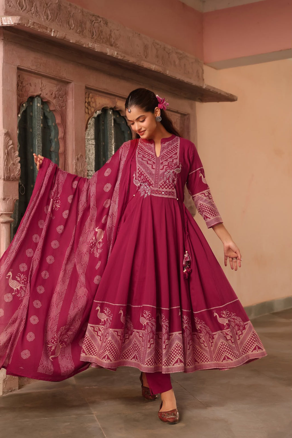 FLORAL PRINTED ANARKALI KURTA SET