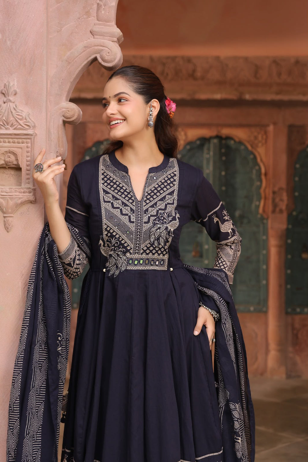FLORAL PRINTED ANARKALI KURTA SET