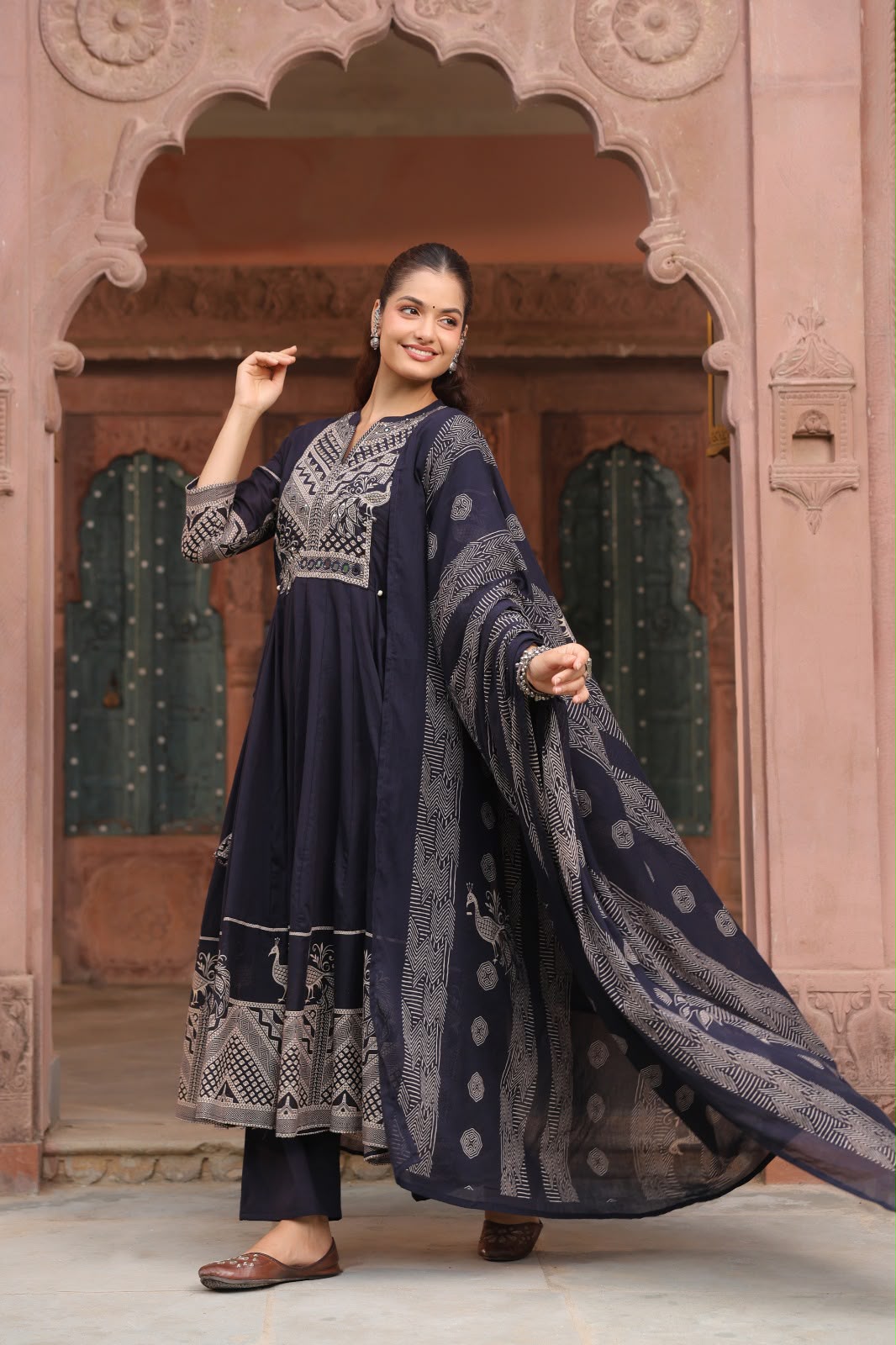 FLORAL PRINTED ANARKALI KURTA SET