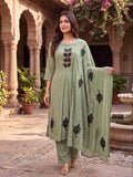 Sage Green Embroidered Anarkali Suit Set