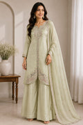 Pastel Green Embroidered Sharara Suit